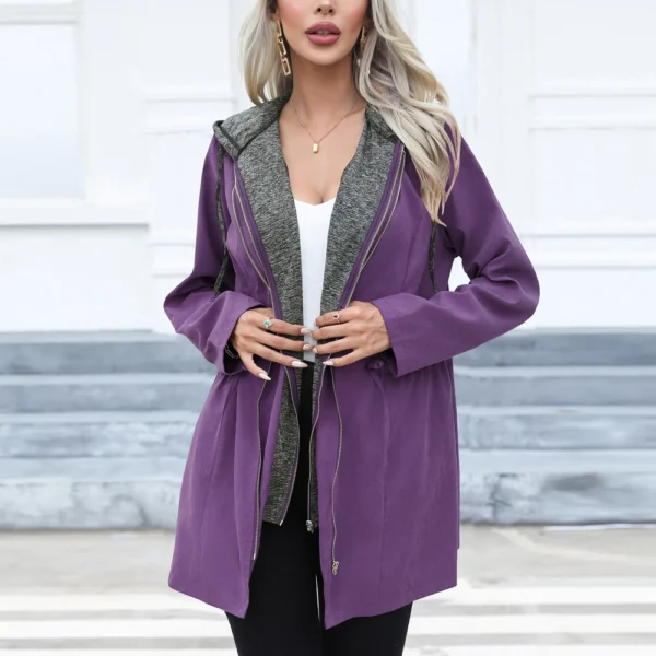 Coat long long sleeve windbreaker with hat - Image 9