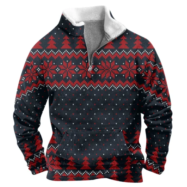 Men's  Loose Casual Fashion Stand Collar Half-Zip Hoodless Sweatshirt - Image 20
