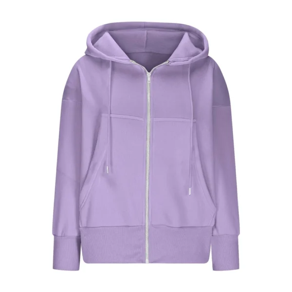 Women's Full Zip Up Hoodie Long Sleeve Hooded Sweatshirts Pockets Jacket Coat - Image 29
