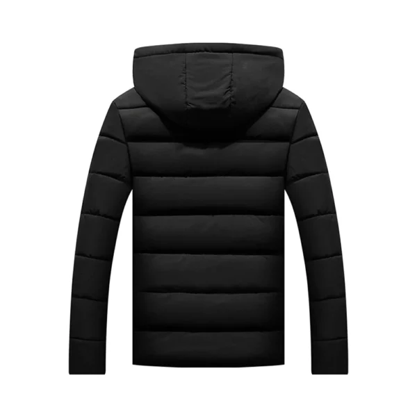Men's Solid Color Thick Hooded Cotton Coat With Fleece Padded Coat Large Size - Image 10