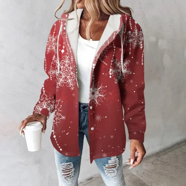 Women's Coat Casual And Fashionable Composite Thick And Warm Printed Hooded - Image 37