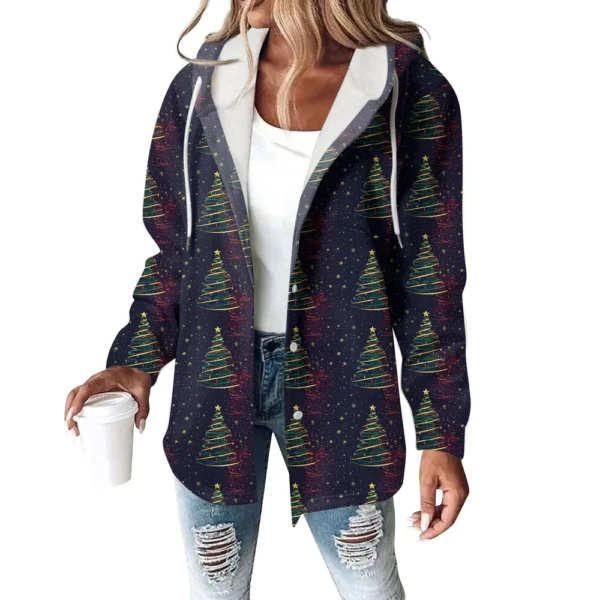 Women's Coat Casual And Fashionable Composite Thick And Warm Printed Hooded - Image 7