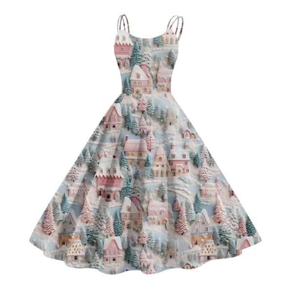 Women's Fashion Christmas Printed Sexy Strapless Gothic Cocktail Dress Punk, - Image 14