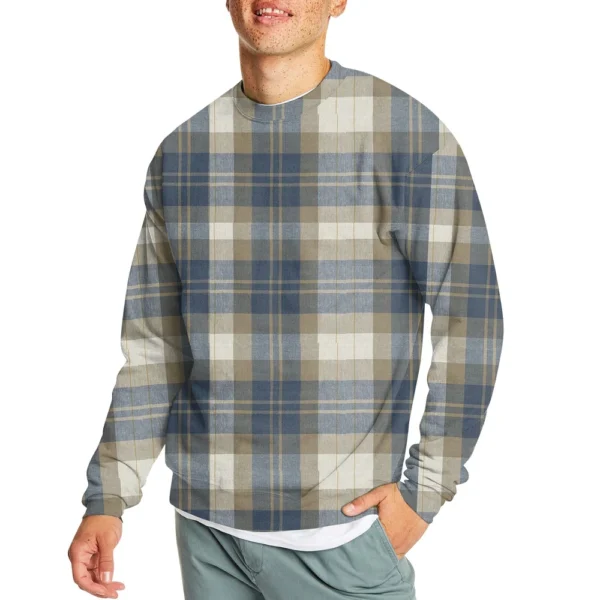Men's Casual Fashion Comfortable Plaid Round Neck Pullover Sweatshirt Sweatshirt - Image 17