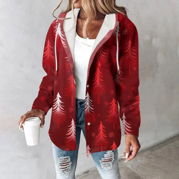 Women's Coat Casual And Fashionable Composite Thick And Warm Printed Hooded - Image 34