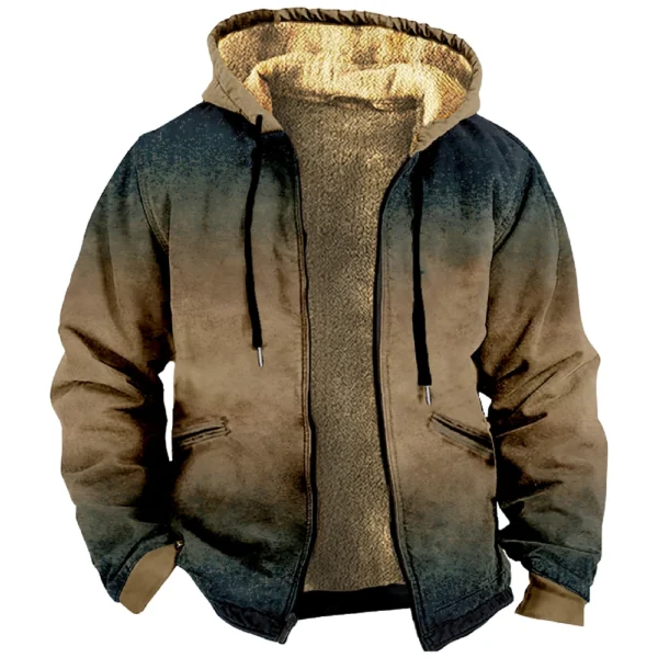 Men's Winter Print Jacket Men's Casual Trend Zipper Hooded Jacket - Image 28