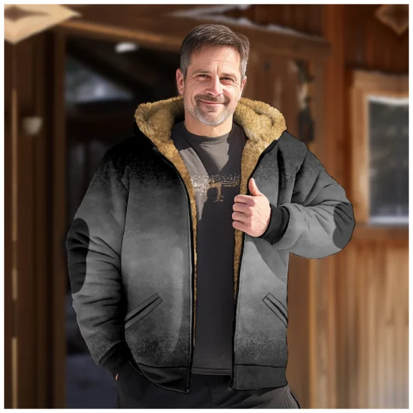 Men's Winter Print Jacket Men's Casual Trend Zipper Hooded Jacket - Image 21
