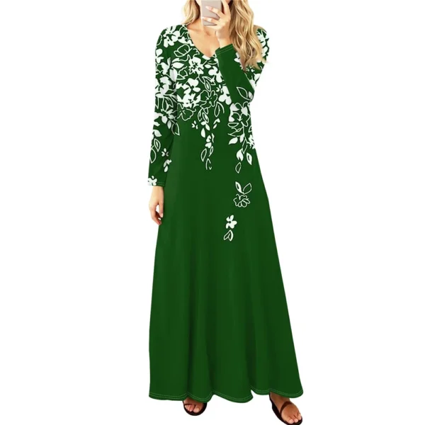 Women's Casual Fashion Long Sleeve Graphic Printed Vintage Long Dresses Fall - Image 20
