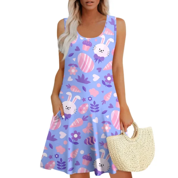 Women's Easter Summer Printed Casual Loose Sundresses Fashion Dresses Dress - Image 4
