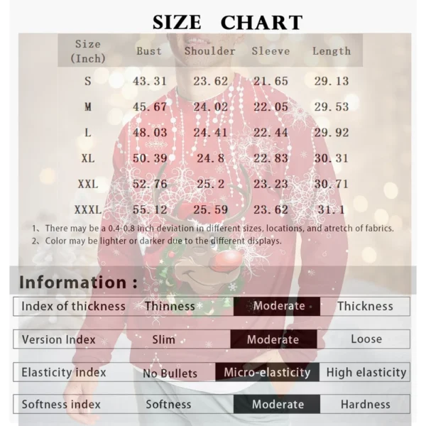 Men's Casual Fashion Comfortable Christmas Printed Round Neck Pullover - Image 42