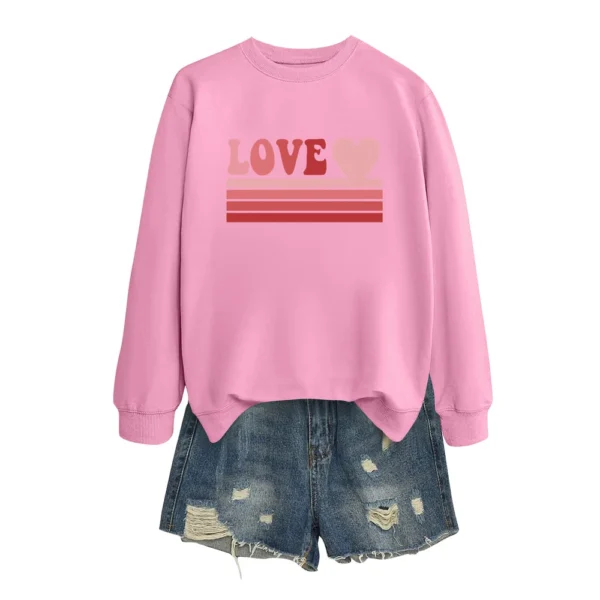 Women's T-shirt Tops Loose, Fashionable And Casual  Valentine's Day Print Round - Image 11