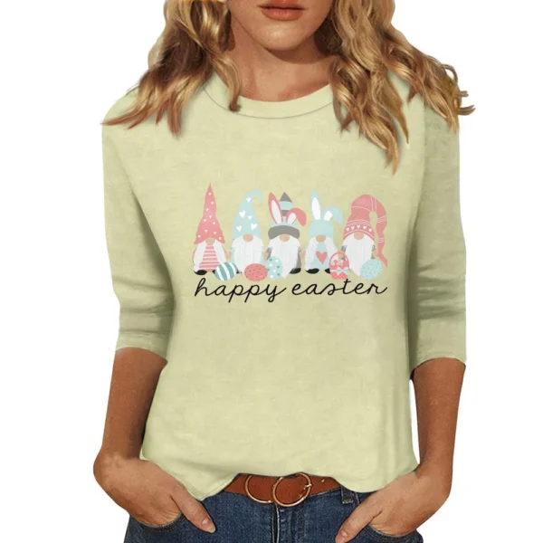 Women's Basic Easter Casual Plus Size 3/4 Sleeve Tops Fashion Printed Pullover - Image 22