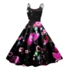 Christmas Ladies Casual Fashion Flower Print Sexy Off Shoulder Punk Retro Skirt - Image 5