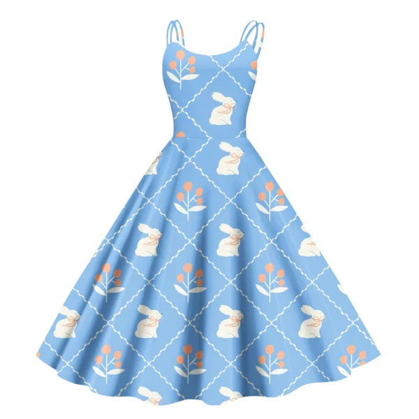 Women's  Casual Fashion Flower Print Sexy Off Shoulder Punk Retro Skirt - Image 6