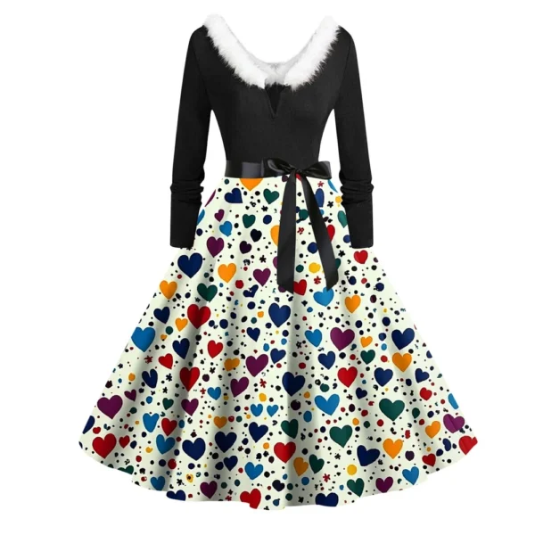 Women's Fashion Round Neck Casual Slim  Printed Long Sleeve Dresses - Image 6