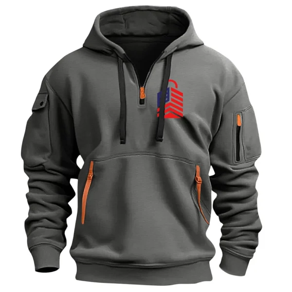 Men's Printed Sweatshirt Hoodie Zipper Arm Pocket Cardigan Men's Sports Large - Image 6