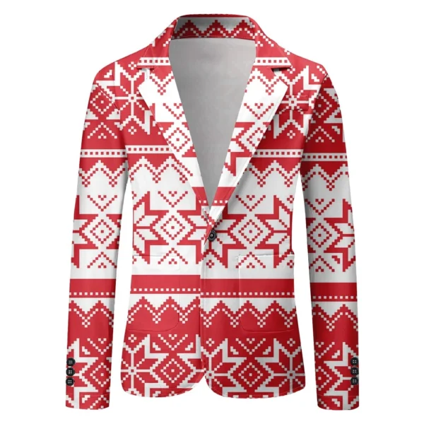 Unisex Winter Christmas Prints Suit Jackets Unisex Casual Fashion Button Jackets - Image 2