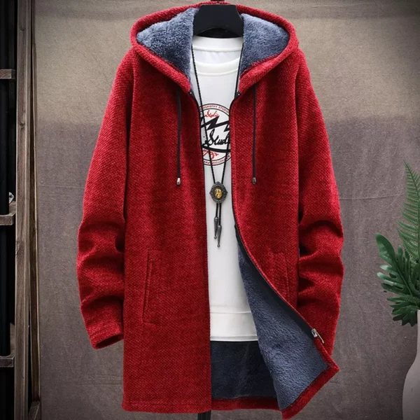 Winter Coat Men's Sweater Knit Sweater Cardigan Men's Hoodie Plus Fleece - Image 10