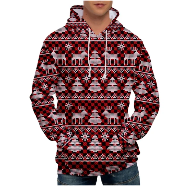 Men's Loose Printed Hooded Sweatshirt Men's Casual Fashion Sports Sweatshirt - Image 8