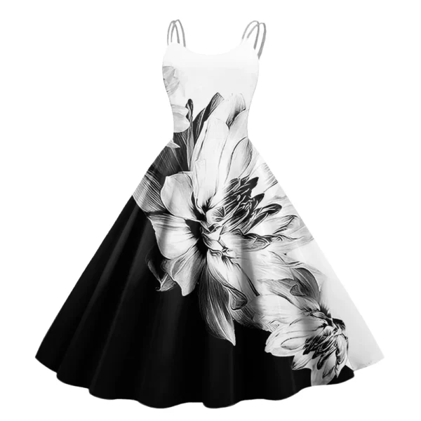 Women's Christmas Fashion Strapless Punk Printed Gothic Cocktail Dress Sexy - Image 31