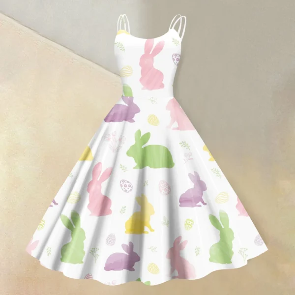 Women's  Casual Fashion Flower Print Sexy Off Shoulder Punk Retro Skirt - Image 16