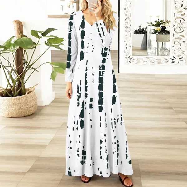 Women's Casual Fashion Long Sleeve Graphic Printed Vintage Long Dresses Fall - Image 43
