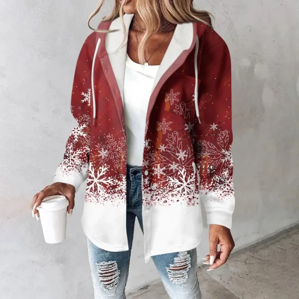 Women's Coat Casual And Fashionable Composite Thick And Warm Printed Hooded - Image 22