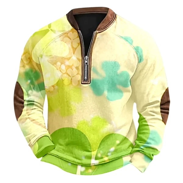 Men's St. Patrick's Day Vintage Casual Zip Sweatshirt Outdoor Casual Top - Image 17