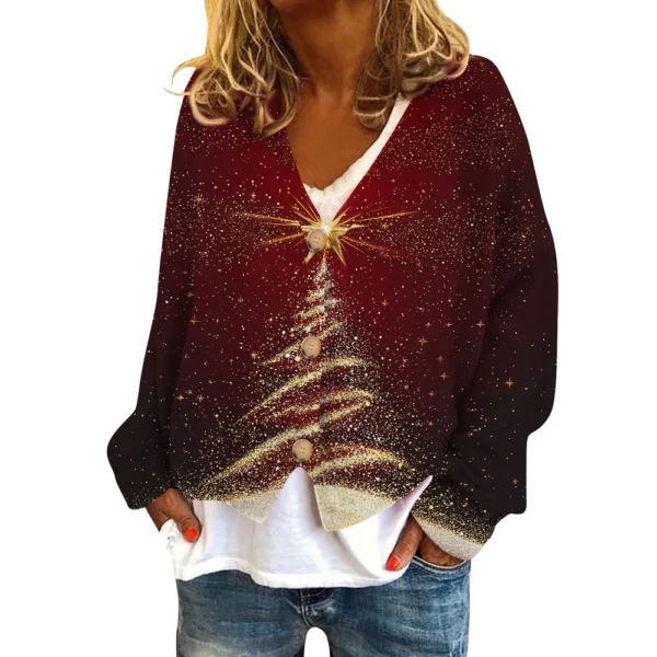 Women's Fashion Short Coat Casual Long Sleeve Printed Single Breasted Plush Top - Image 26