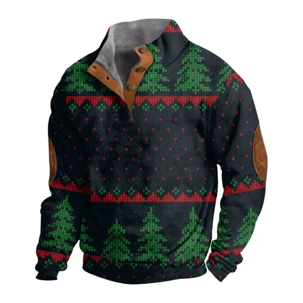 Men's Buttoned Sweatshirt With European And American Autumn/winter Printed Long - Image 25