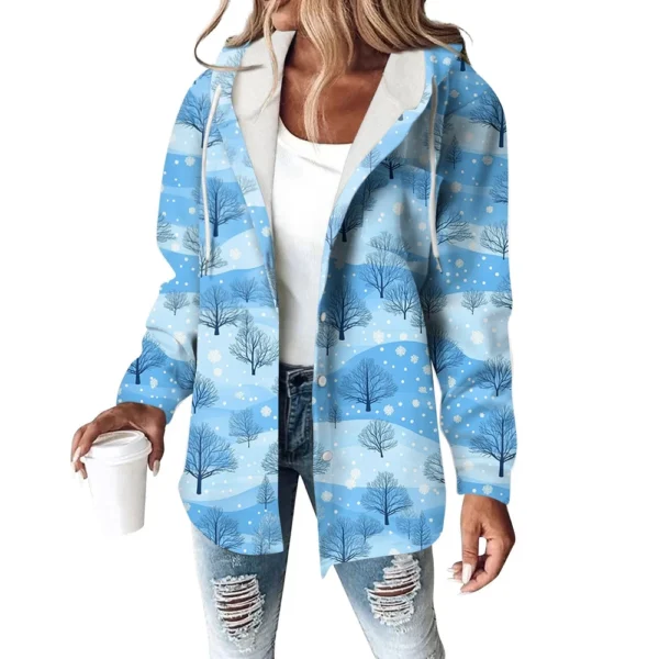 Women's Coat Casual And Fashionable Composite Thick And Warm Printed Hooded - Image 6