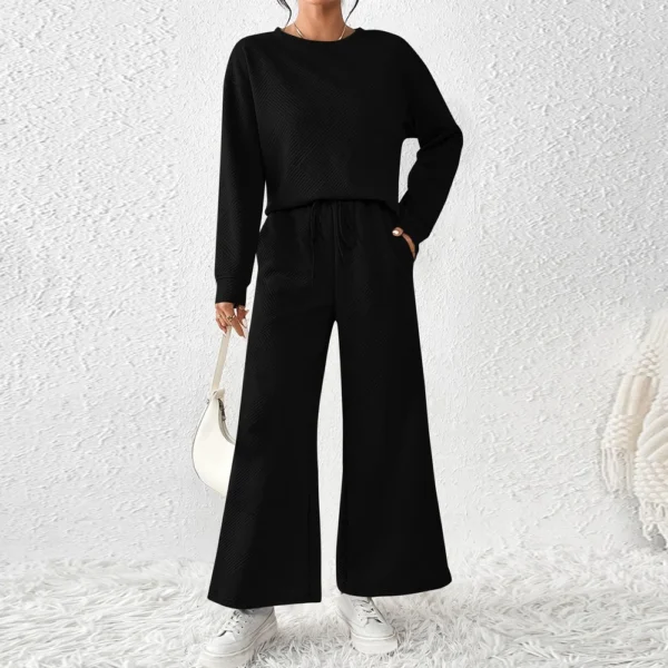 Women's Solid Color Temperament Casual Loose Textured Drawstring Elastic Waist - Image 16