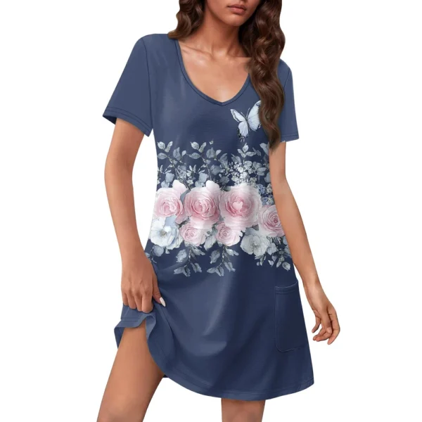 Women's Casual Sundress With Pockets Summer Boho Beach Dress Floral Blouses For - Image 5