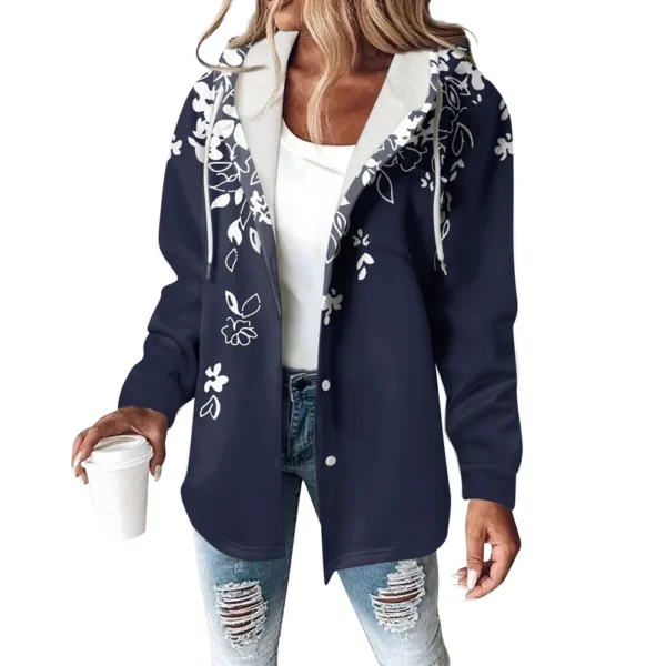 Women's Coat Casual And Fashionable Composite Thick And Warm Printed Hooded - Image 10
