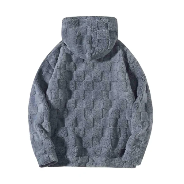 Plaid Loose Winter Plush Hoodie Casual Plus-size Coat For Men - Image 10