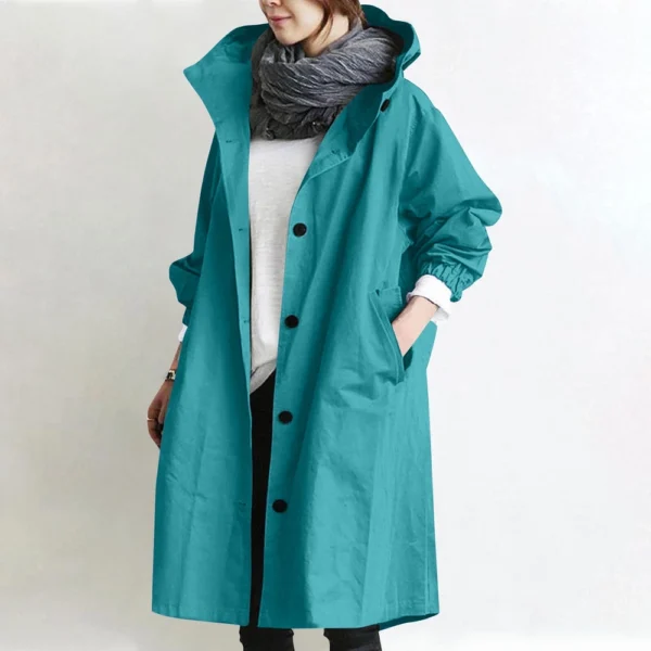 Jacket For Women Casual Plus Size Coat Solid Color Mid Length Windbreaker - Image 55