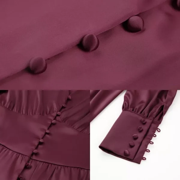 Women's long skirt V-neck buttons - Image 9