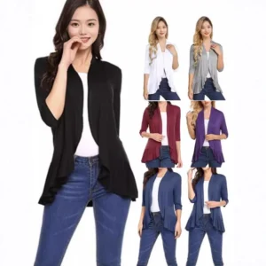 Women's solid color cardigan top