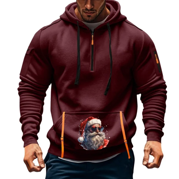 Men's Printed Sweatshirt Hoodie Zipper Arm Pocket Cardigan Men's Sports Large - Image 31