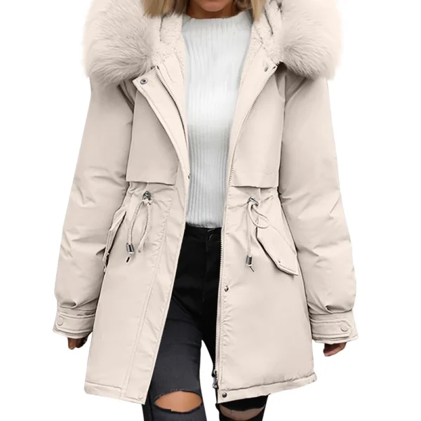 Women's Casual Warm Versatile Large Collar Solid Color Thickened Cotton Coat - Image 5
