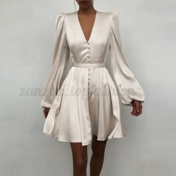 Women's cuff V-neck shirt dress - Image 6