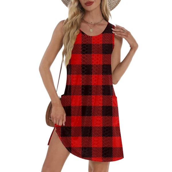 Women's Casual Sundress With Pockets Summer Boho Beach Dress T-Shirts Dress V - Image 22