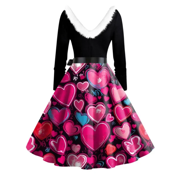 Women's Fashion Round Neck Casual Slim  Printed Long Sleeve Dresses - Image 12