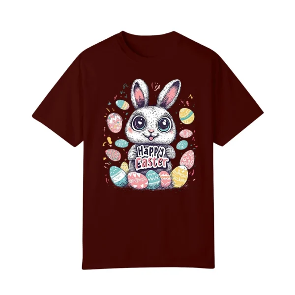 Happy Easter Women's Fashion Printed Round Neck Short Sleeve T-Shirt Pullover - Image 29