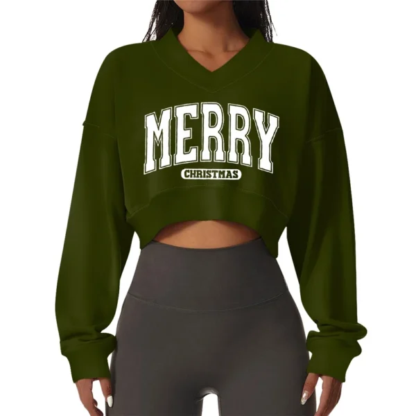 Women's Casual Fashionable Comfortable Padded V-Neck Christmas Printed Long - Image 14