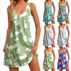 Women's Sundresses Casual Easter Summer Fashion Loose Dresses Printed Dress