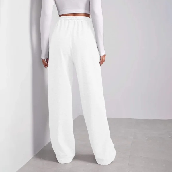 Women's Drawstring Track Pants Lined Pockets Ladies Wide Leg Sweatpants US - Image 4