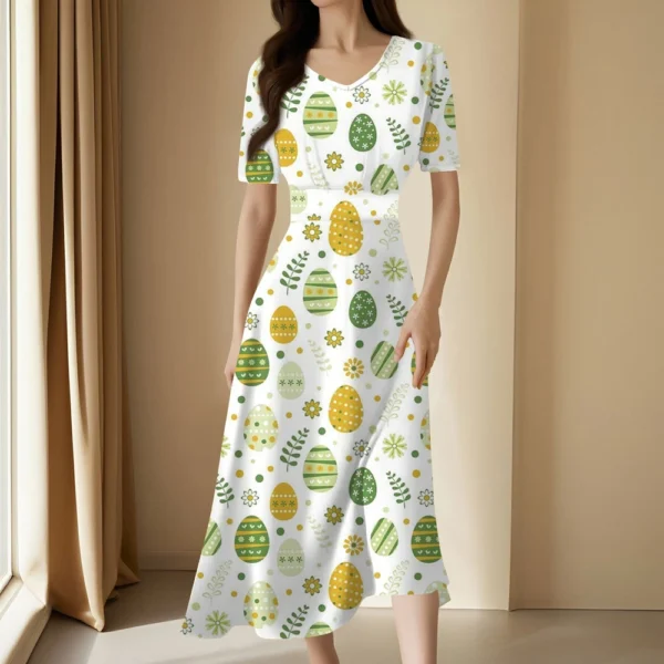 Women's Easter Loose Casual Sundresses Dresses Fashion Summer Printed Dress - Image 13