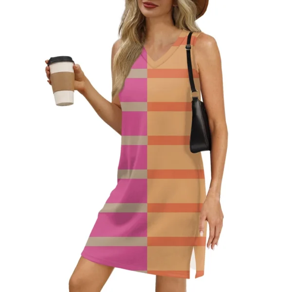 Women's V-neck Summer Casual Beach Vacation Women's Sleeveless Striped Print - Image 35