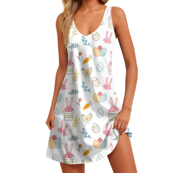 Women's Fashion Summer Loose Printed Dresses Sundresses Easter Casual Dress - Image 32